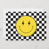 One Happy Typ Happy Face Boy Birthday Foto Einladung (Rückseite)