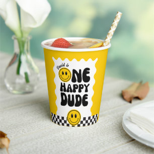 One Happy Typ Happy Face Wavy 1. Geburtstag Pappbecher