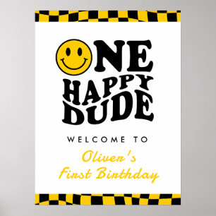One Happy Typ Junge 1. Geburtstag Gelb Willkommen Poster