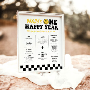 One Happy Typ Smile 1. Geburtstag Meilenstein-Kart Poster