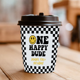 One Happy Typ Smile Face Boy ersten Geburtstag Pappbecher