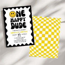 One Happy Typ Wavy Squiggly Erster Geburtstag Einladung