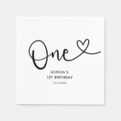 One Heart Calligraphy 1. Geburtstag Serviette (Vorderseite)