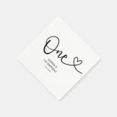 One Heart Calligraphy 1st Birthday Serviette (Ecke)