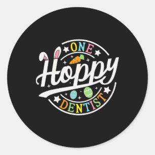 One Hoppy Dentist Bunny Ears Sonnentag Osterhitze Runder Aufkleber