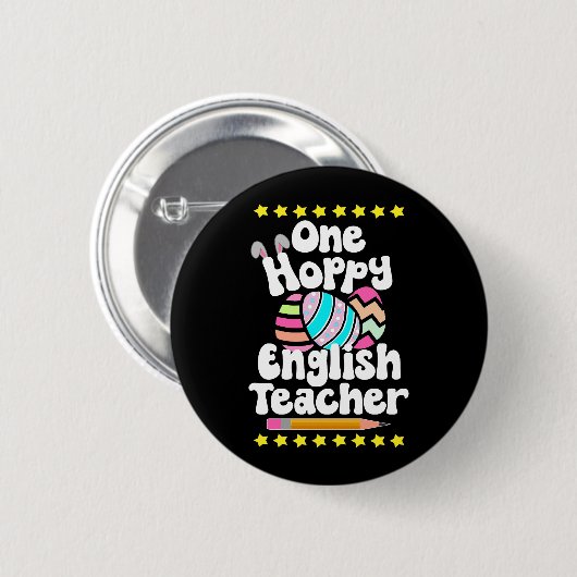 One Hoppy English Teacher Tutor Ausgezeichnete Ost Button (Vorne & Hinten)