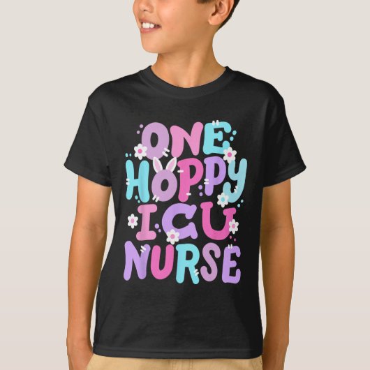 One Hoppy Icu Nurse Retro Groovy Happy Oaster Bunn T-Shirt (Vorderseite)