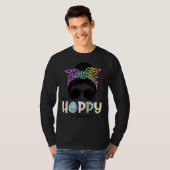 One Hoppy Momma Leopard Messy Bun Easter Day T-Shirt (Vorne ganz)