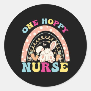 One Hoppy Nurse Rainbow Fun Nurse Ostertag 2024 Runder Aufkleber
