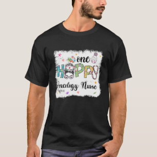 One Hoppy Oncology Nurse Bunny Messy Bun Ostermame T-Shirt