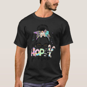 One Hoppy Pre-K Lehrer Bunny Leopard Messy Bun Ea T-Shirt