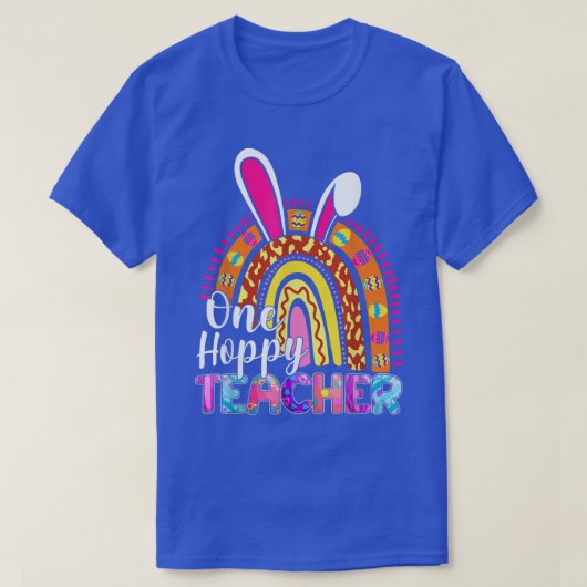 One Hoppy Teacher Bunny School Rainbow Leopard Eas T-Shirt (Design vorne)