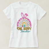 One Hoppy Teacher Easter Rainbow Glitzer T-Shirt (Design vorne)