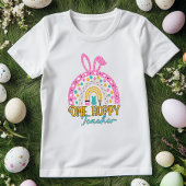 One Hoppy Teacher Easter Rainbow Glitzer T-Shirt