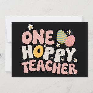 One Hoppy Teacher Osterunterricht Groovy Retro Einladung