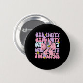 One Hoppy Teacher Retro Bunny Oaster Teacher Apple Button (Vorne & Hinten)