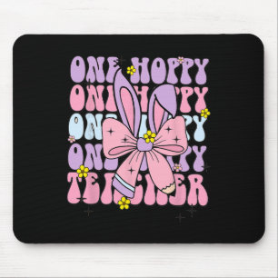 One Hoppy Teacher Retro Bunny Oaster Teacher Apple Mousepad