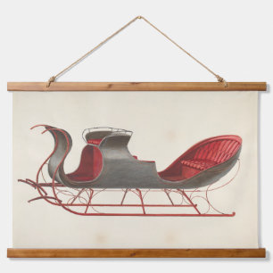 One Horse Open Sleigh - Weihnachten Wandteppich Mit Holzrahmen