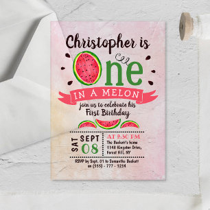 One In A Melon 1. Geburtstag Acryleinladungen