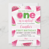 One In A Melon 1. Geburtstag Wassermelone Einladung (Vorderseite)