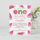 One In A Melon 1. Geburtstag Wassermelone Einladung (Stehend Vorderseite)