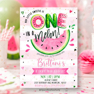 One In A Melon 1. Geburtstag Wassermelone  Einladung