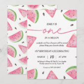 One In A Melon 1. Geburtstag Wassermelone Einladung (Vorne/Hinten)