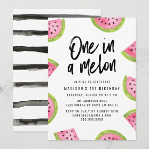 One in a Melon 1. Geburtstagsfeier Einladung