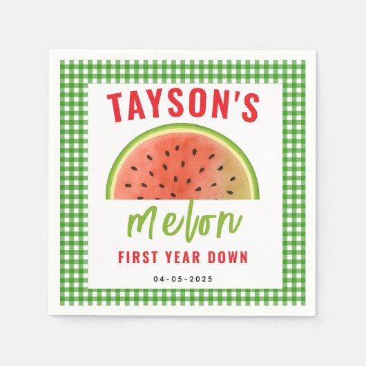 One in a Melon 1st Birthday – Cute Watermelon Serviette (Vorderseite)