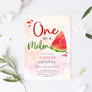 One In A Melon 1st Birthday Invitation Einladung