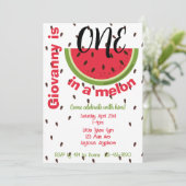 One in a Melon 1st Birthday Party Einladung (Stehend Vorderseite)