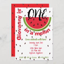 One in a Melon 1st Birthday Party Einladung
