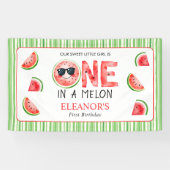 One in a melon 1st birthday watermelon party banner (Horizontal)