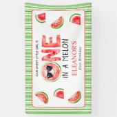 One in a melon 1st birthday watermelon party banner (Vertikal)