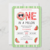 One in a melon 1st birthday watermelon party einladung (Vorderseite)