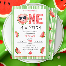 One in a melon 1st birthday watermelon party einladung