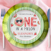 One in a melon 1st birthday watermelon party pappteller