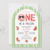 One in a melon 1st birthday watermelon summer einladung (Vorderseite)