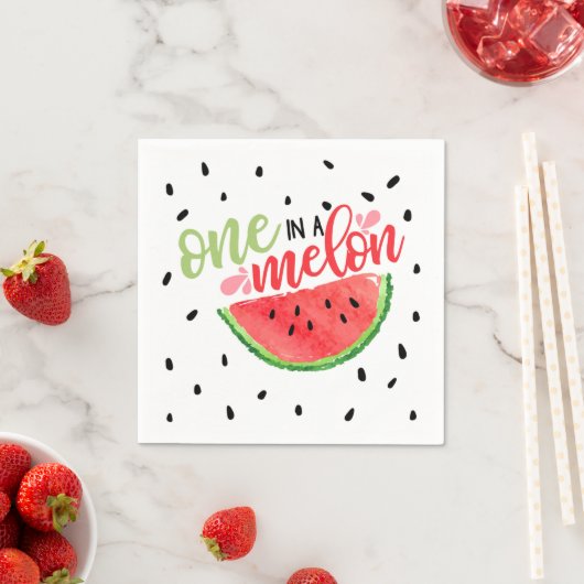 One In a Melon Birthday Napkin - Red Serviette (Beispiel)