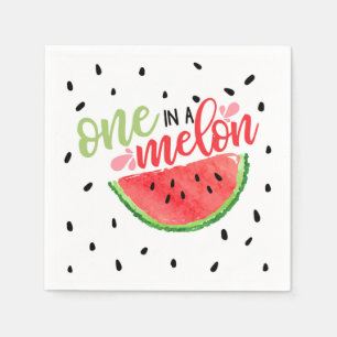 One In a Melon Birthday Napkin - Red Serviette