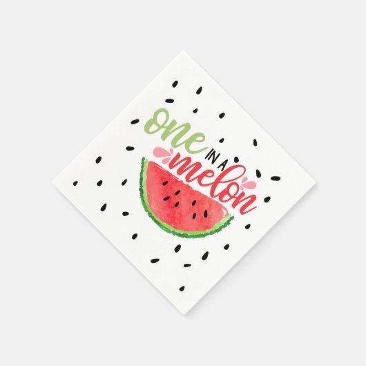 One In a Melon Birthday Napkin - Red Serviette (Ecke)