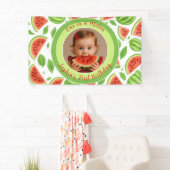 One In A Melon Custom Photo Watermelon Birthday Banner (Insitu)