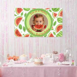 One In A Melon Custom Photo Watermelon Birthday Banner