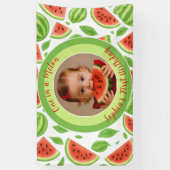 One In A Melon Custom Photo Watermelon Birthday Banner (Vertikal)