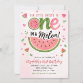 One in a Melon! Cute First Birthday Girl Einladung (Vorderseite)