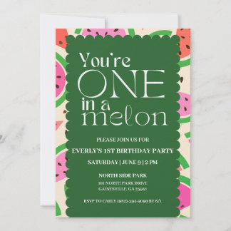 "One in a Melon" Einladung zum 1. Geburtstag