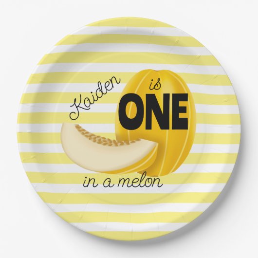 One in a Melon First 1st Birthday Party Pappteller (Vorderseite)