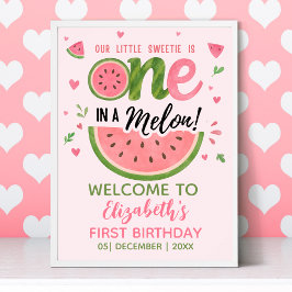 One in a Melon First Birthday Girl Party Poster