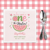 One in a Melon! First Birthday Girl Party Serviette