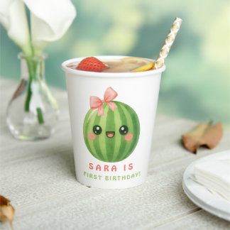 One in a Melon First Birthday Summer Paper cup Pappbecher